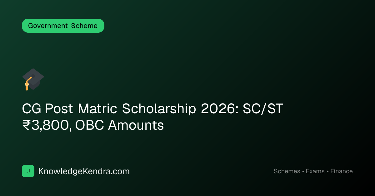 CG Post Matric Scholarship 2026: SC/ST ₹3,800, OBC Amounts — Education ...