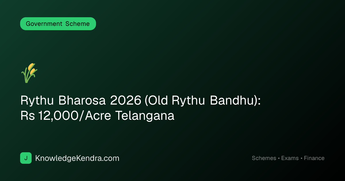 Rythu Bharosa 2026 (Old Rythu Bandhu): Rs 12,000/Acre Telangana ...