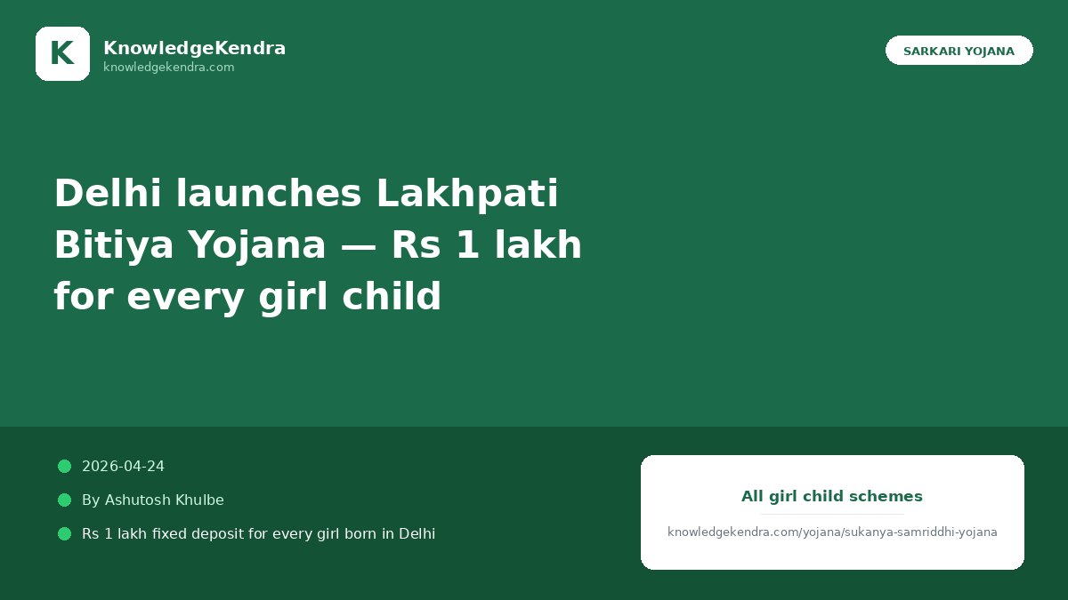 Delhi Launches Lakhpati Bitiya Yojana — Rs 1 Lakh for Every Girl Child at Birth
